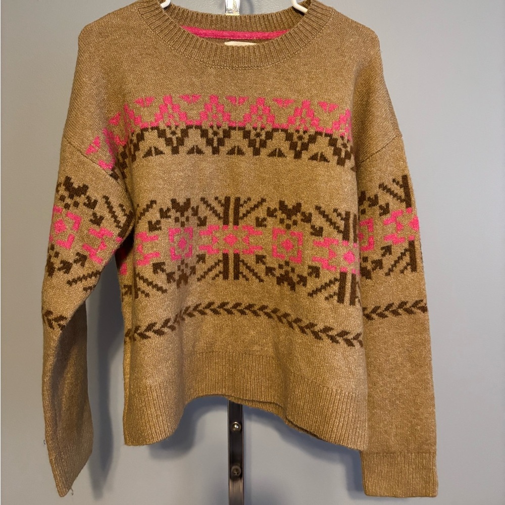Lucky Brand‎ Women’s Sweater Crew Neck Browns And Pink Medium